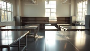 Bancadas inox em escolas